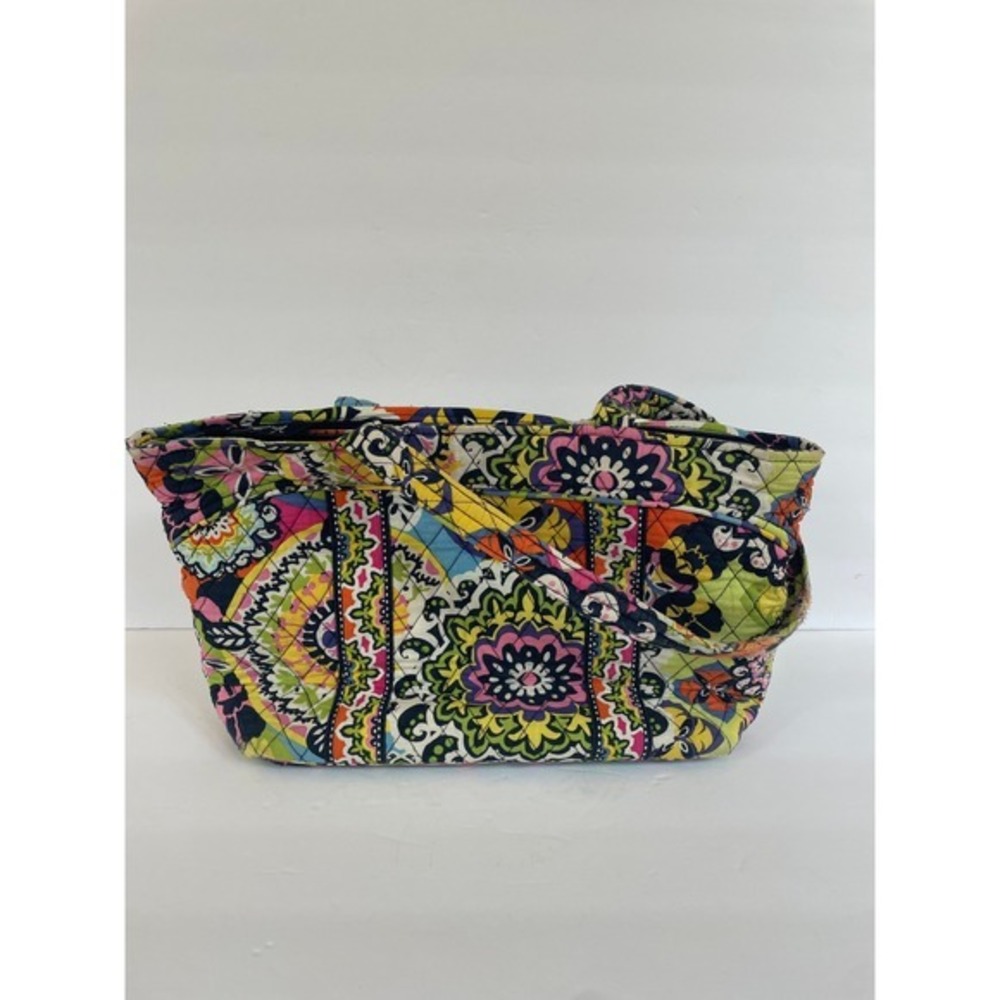 Vera Bradley Quilted Cotton Tote Bag Multicolor Paisley Floral Shoulder Bag